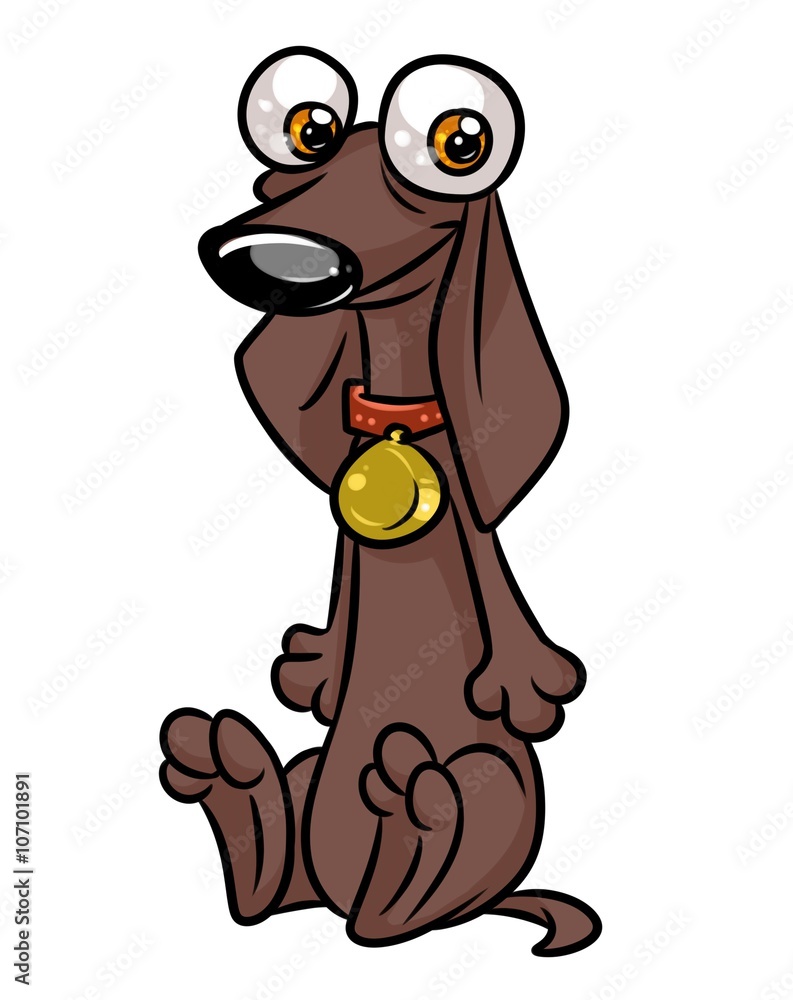 Dog dachshund big eyes cartoon illustration isolated image animal character  Stock Illustration | Adobe Stock