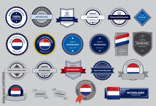 Made in Netherlands Seal, Holland Flag (Vector Art)
