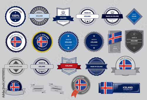 Made in Iceland Seal, Icelandic Flag (Vector Art)