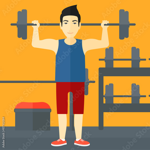 Man lifting barbell.