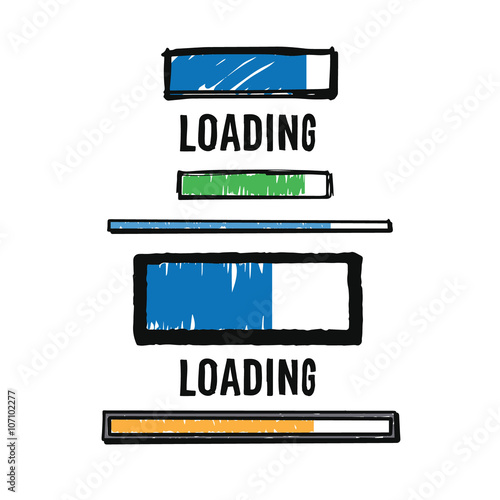 Set of hand drawn loading bars. Isolated on white background, with clipping masks. Hand drawn. EPS8.