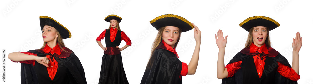 Woman pirate in various concepts on white Woman pirate in various concepts on white