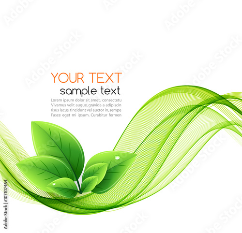 Vector eco leaves and green wave