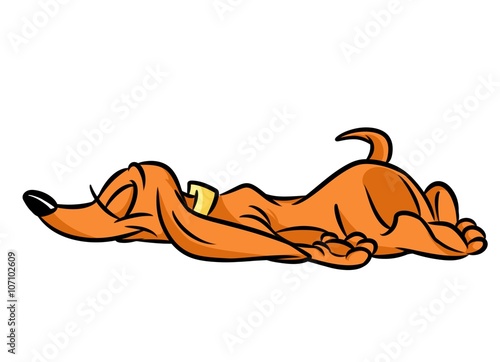 Dog dachshund sleep cartoon illustration isolated image animal character 