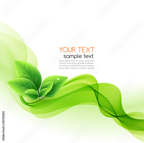 Vector eco leaves and green wave