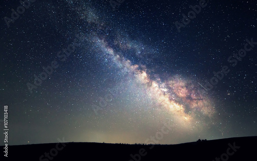 Milky Way. Beautiful summer night sky with stars. Background.