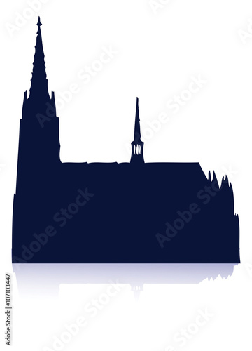 silhouette of church vector art