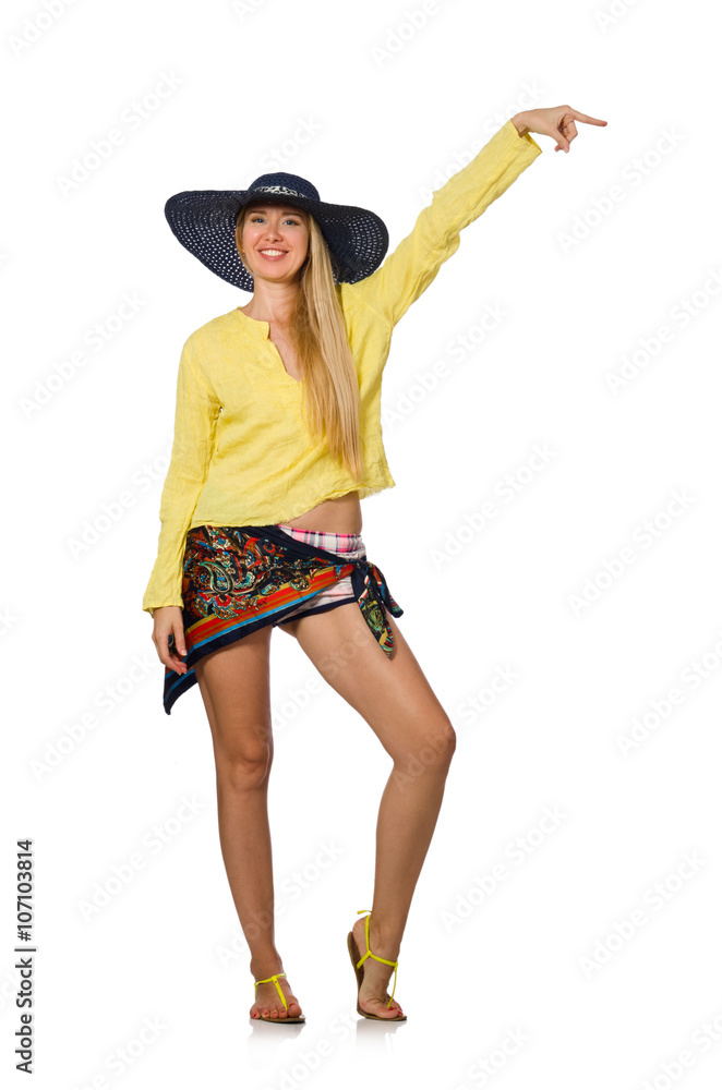 Tall caucasian model wearing hat isolated on white Tall caucasian model wearing hat isolated on white