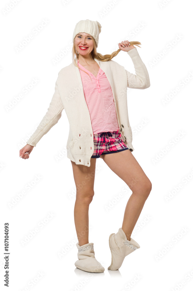 Pretty smiling girl in pink jacket isolated on white Pretty smiling girl in pink jacket isolated on white