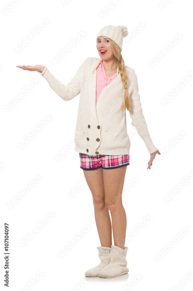 Pretty smiling girl in pink jacket isolated on white Pretty smiling girl in pink jacket isolated on white