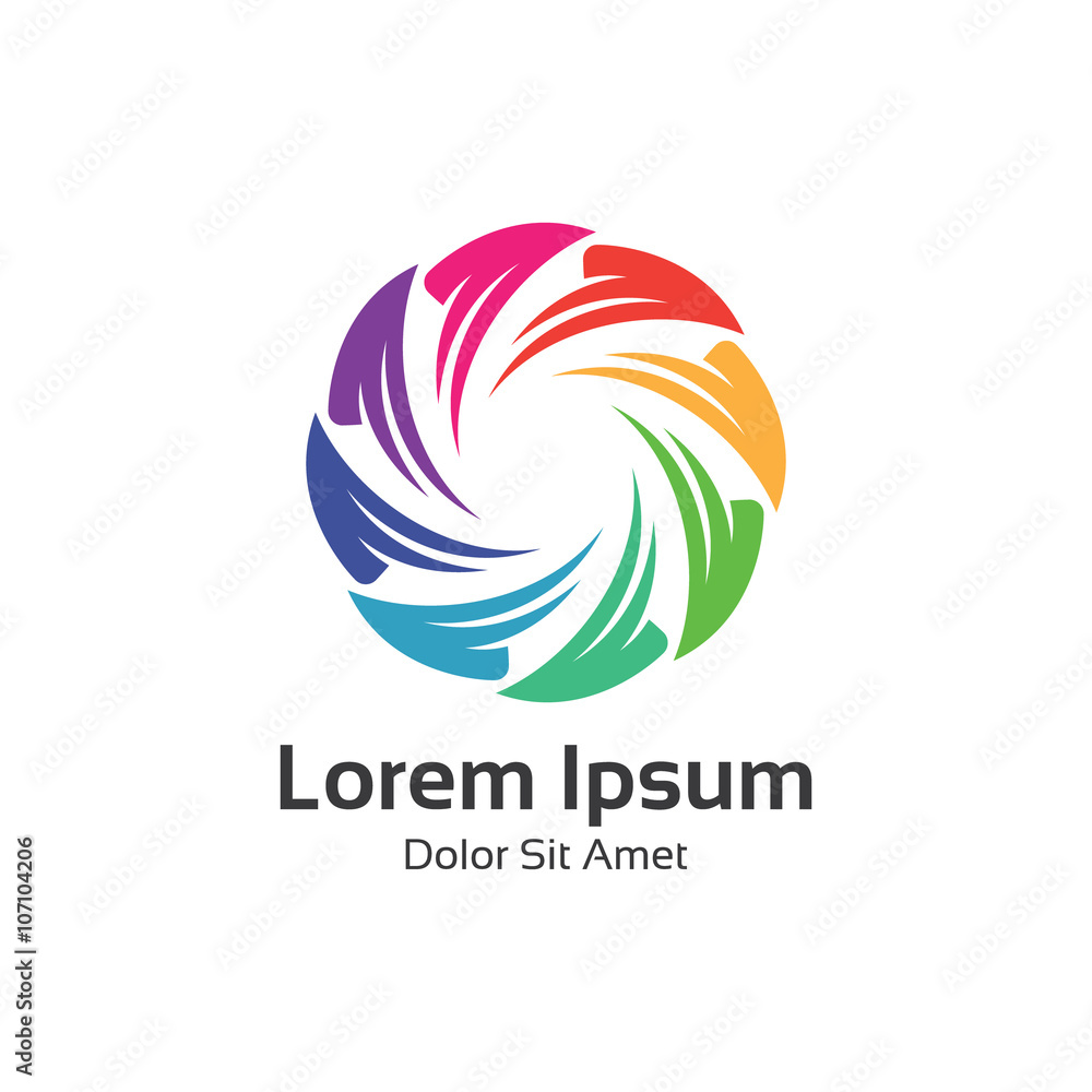 Colorful spectrum circle loop symbol. Circle logo vector design.