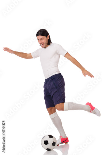 Young footballer isolated on the white