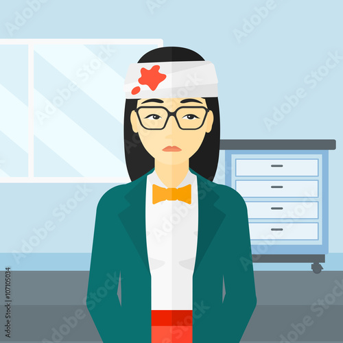 Woman with injured head.