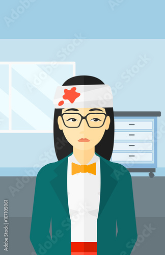 Woman with injured head.