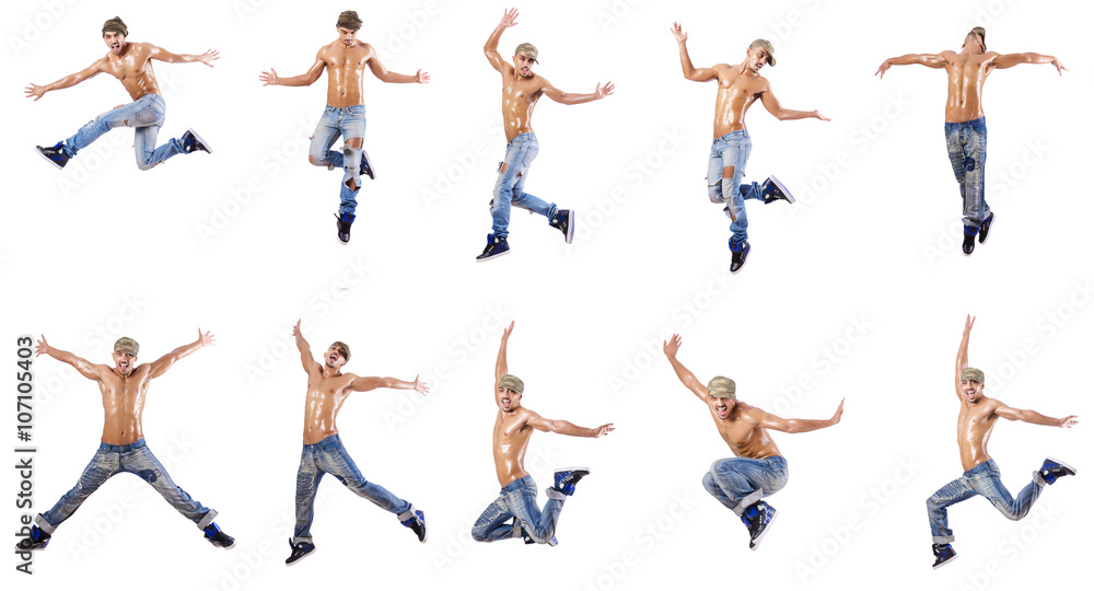 Dancer dancing dances isolated on white Dancer dancing dances isolated on white