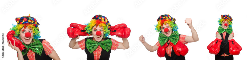 Clown in various poses isolated on white Clown in various poses isolated on white