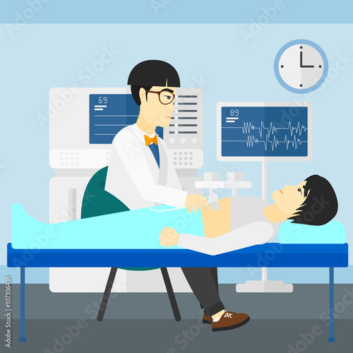 Patient under ultrasound examination.