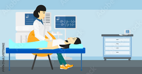 Patient under ultrasound examination.