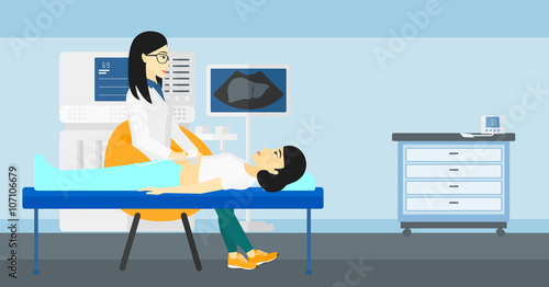 Patient under ultrasound examination.