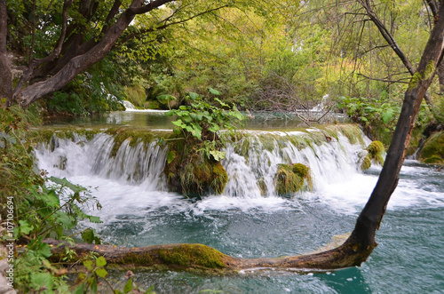 Beautiful waterfall on Plitvice Lake