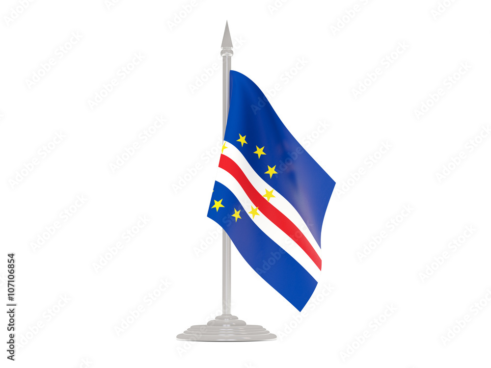 Fototapeta premium Flag of cape verde with flagpole. 3d render