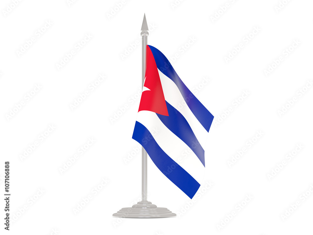 Fototapeta premium Flag of cuba with flagpole. 3d render