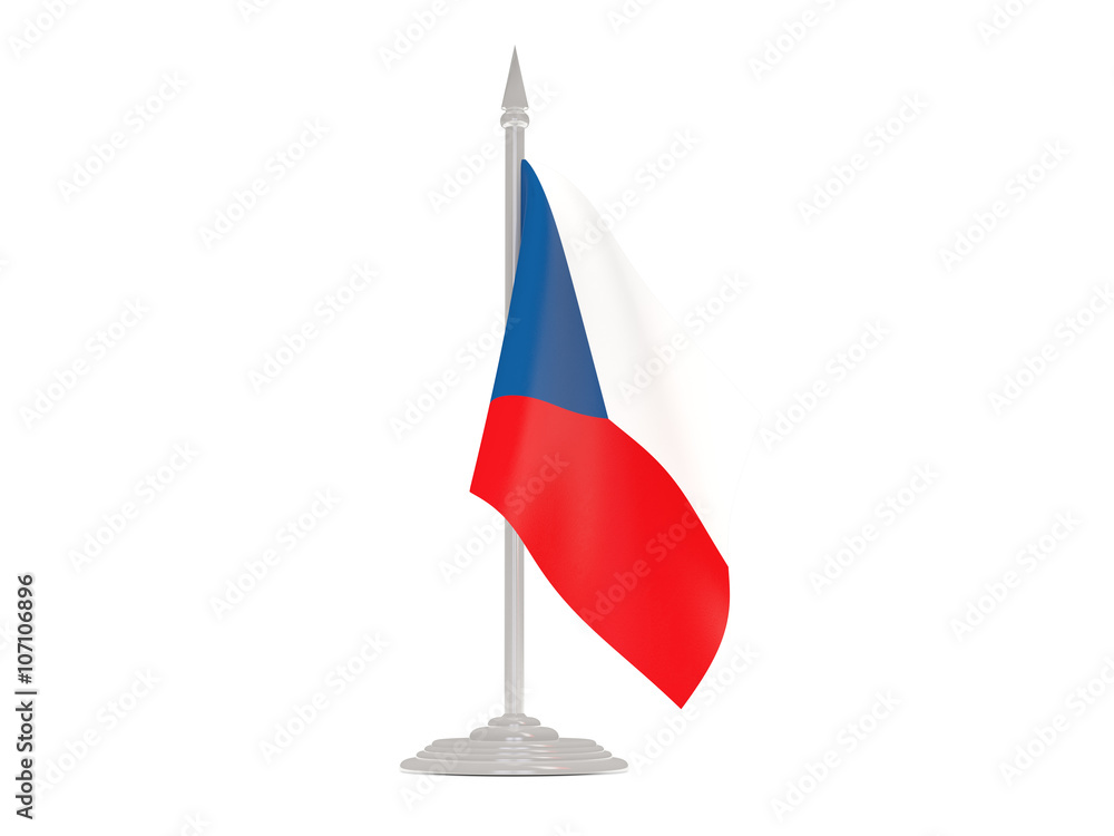 Flag of czech republic with flagpole. 3d render Flag of czech republic with flagpole. 3d render