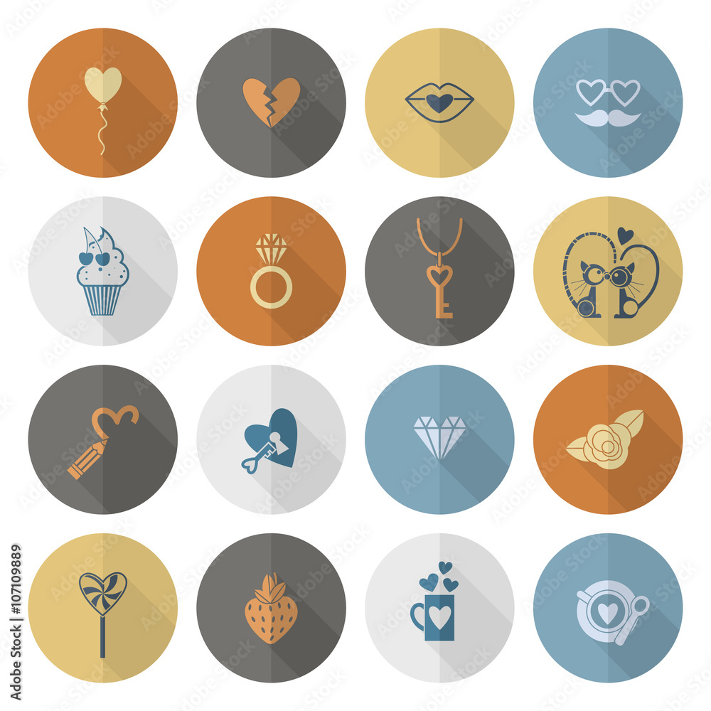 Fototapeta premium Happy Valentines Day Icons