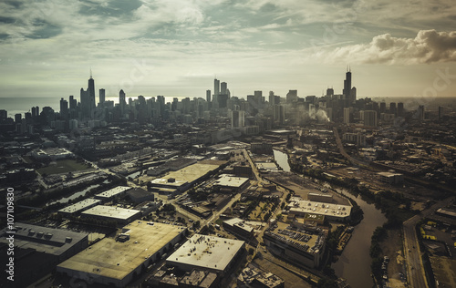 City of Chicago skyline aerial view