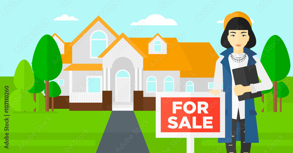 Fototapeta premium Real estate agent offering house.