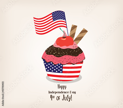 Greeting card with flag. American patriotic themed cupcake for the 4th of July 13