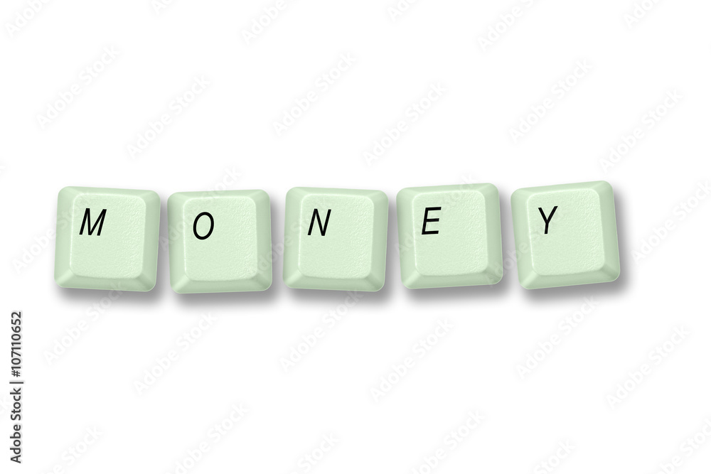 Green keyboard keys spelling MONEY Green keyboard keys spelling MONEY