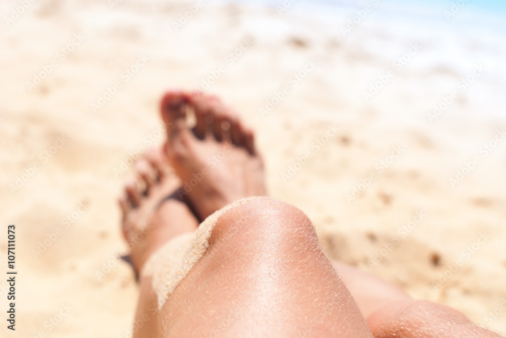 Beautiful Female Legs Sand Beach Suntan Holiday Beautiful Female Legs Sand Beach Suntan Holiday
