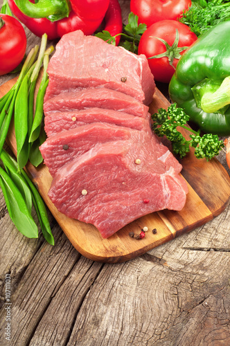 Fresh raw beef with vegetables