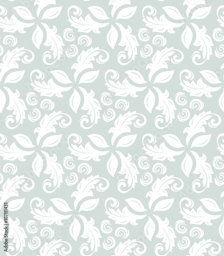 Floral light blue and white ornament. Seamless abstract background with fine pattern