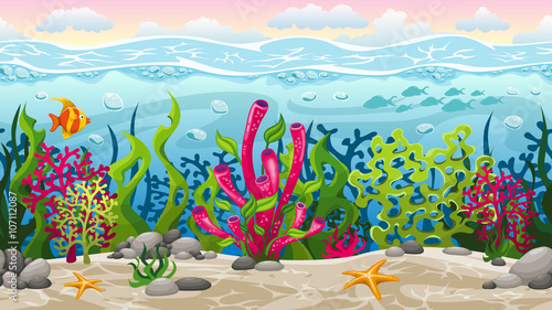 Seamless underwater landscape with separate layers