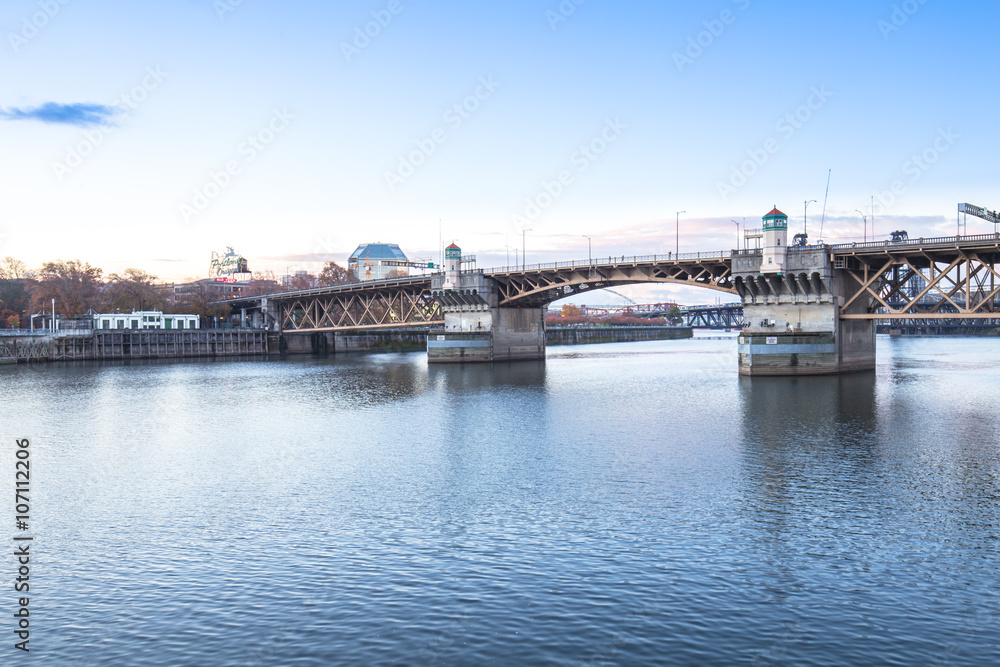 bridge over water in blue sky in portland