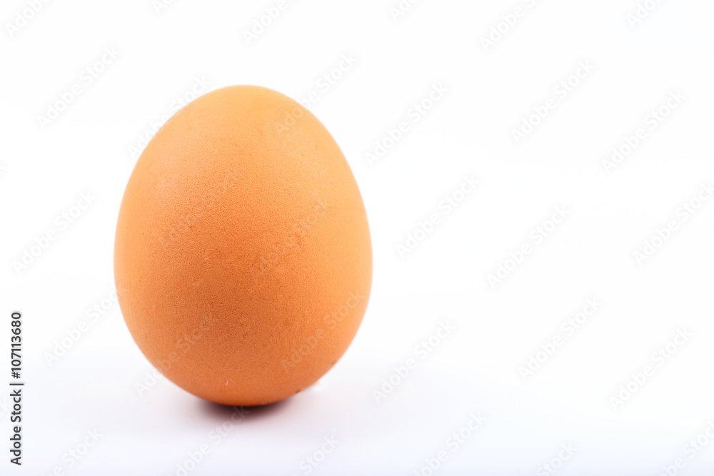 One whole brown egg on white background One whole brown egg on white background