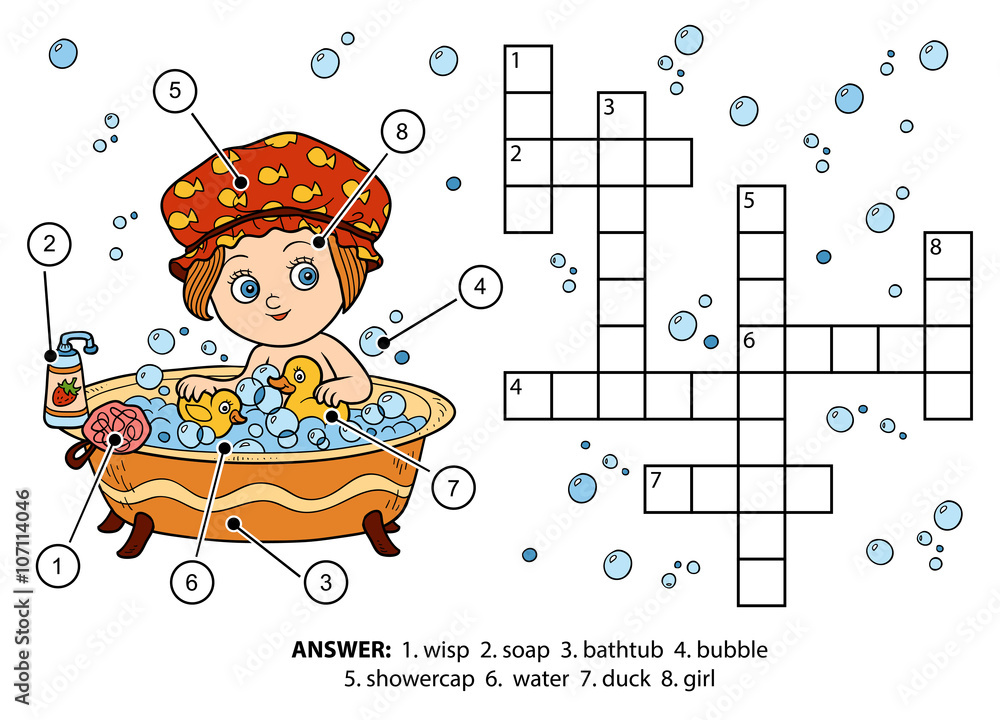 Vector color crossword The girl takes a bath with foam Stock ベクター