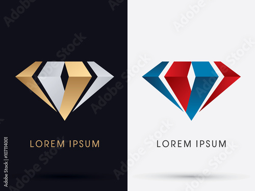 Abstract Jewelry, diamond, gemstone, designed using gold and silver , red and blue colors graphic vector