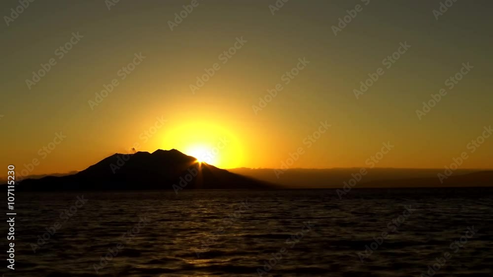 錦江湾と桜島の夕景