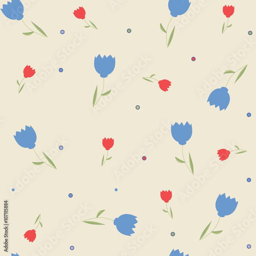 Tulip, floral background, seamless pattern.