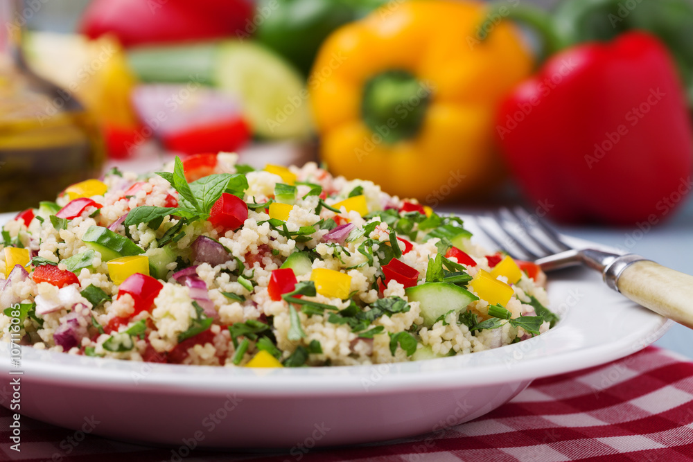 TABBOULEH Salad with cous cous and vegetable. TABBOULEH Salad with cous cous and vegetable.