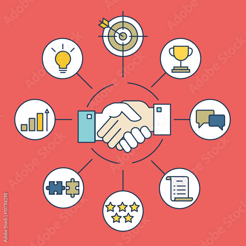 Vector infographics of business deal and interaction