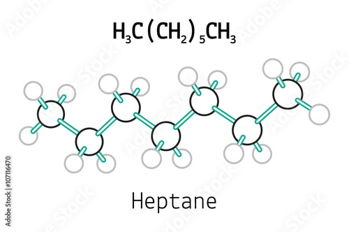 C7H16 heptane molecule