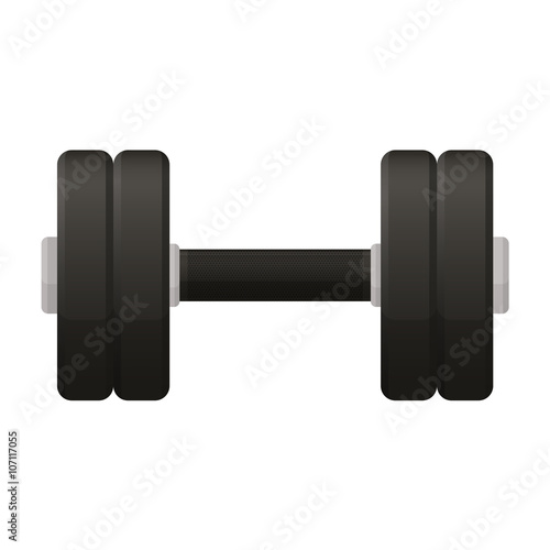 Vector illustration. Dumbbell with a matt black handle isolated on a white background
