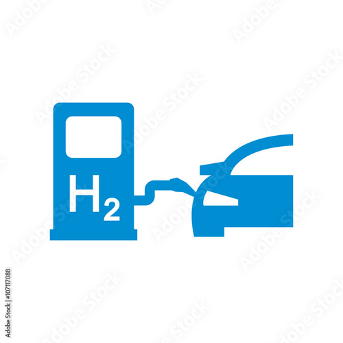 Vector car hydrogen station icon. Fuel Cell Car.