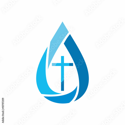 Logo church. Christian symbols. A drop. Jesus - the source of living water.