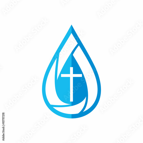 Logo church. Christian symbols. A drop. Jesus - the source of living water.