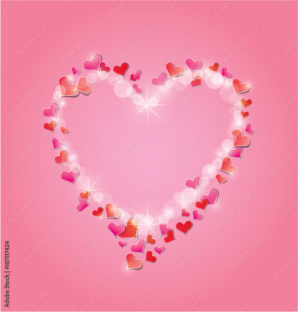 Valentine's day or Wedding pink background with Red hearts confe Valentine's day or Wedding pink background with Red hearts confe
